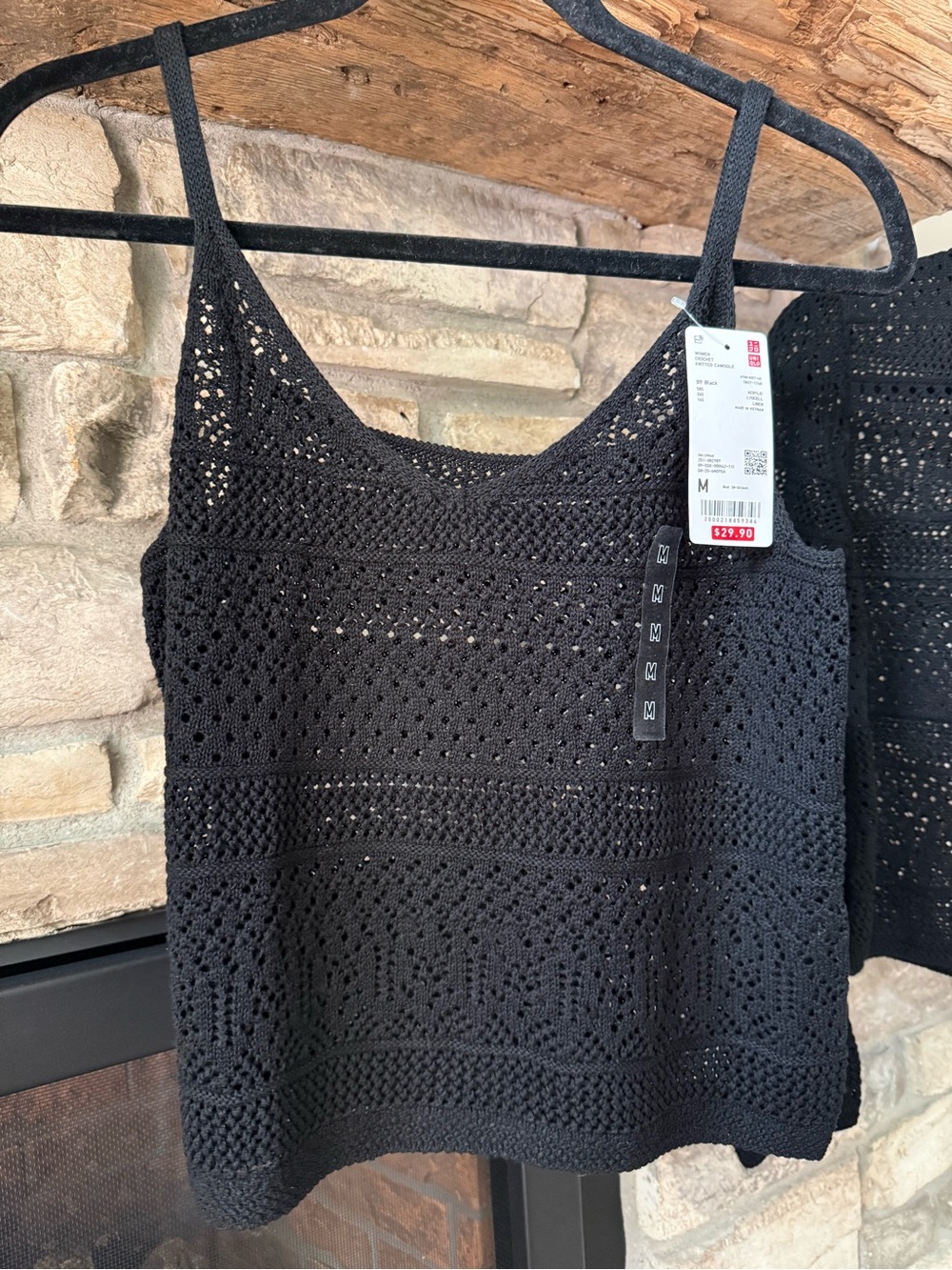 UNIQLO Black Crochet Open-Front Women's Cardigan and Camisole. - Picture 3 of 10